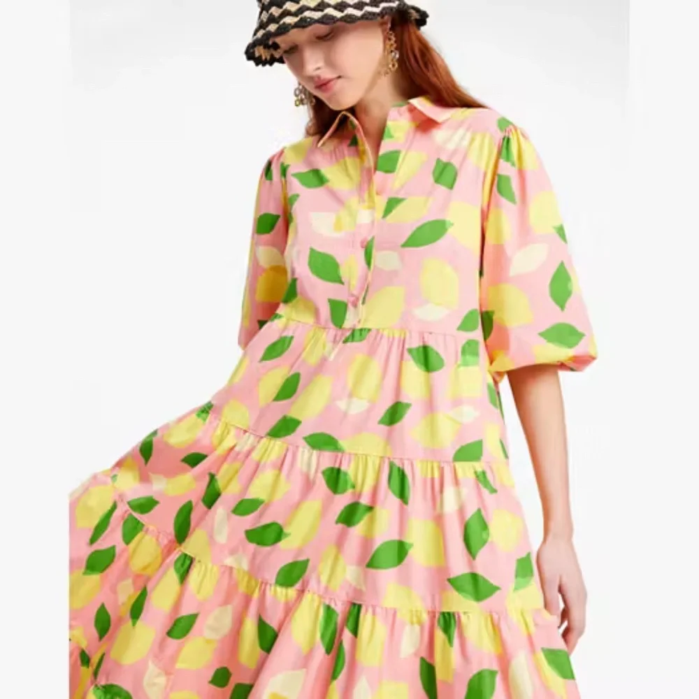 Kate Spade Lemon Toss Tie-Waist Shirtdress Size M